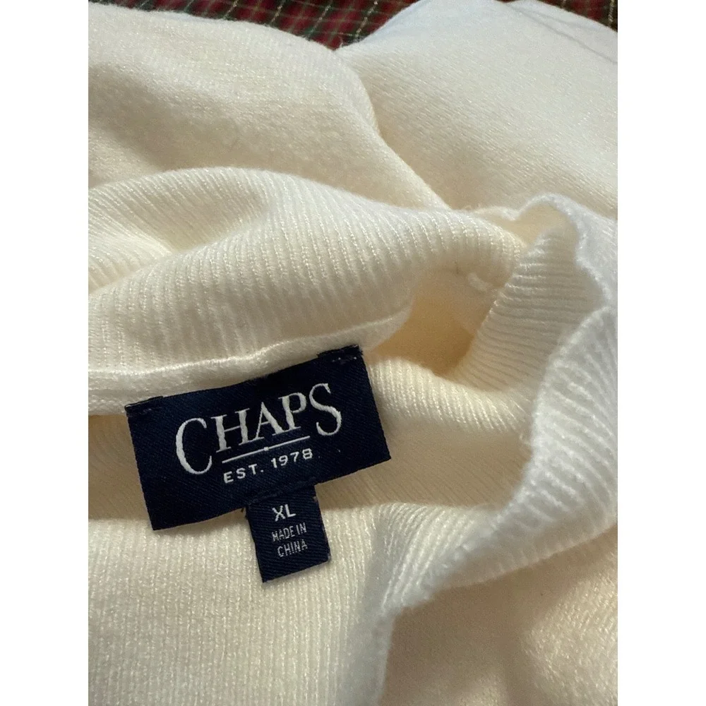 Chaps Womens Cream Turtleneck Sweater Long Sleeve Button Detail Size XL‎